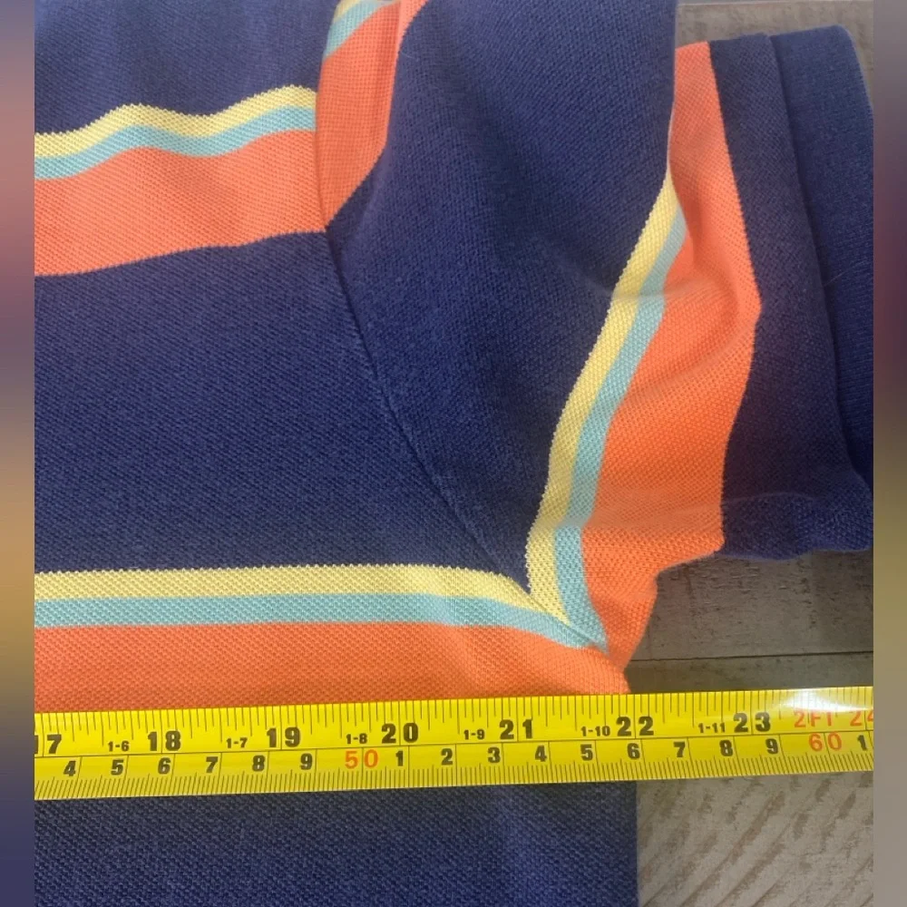 Polo Ralph Lauren Vintage 90s Orange Navy Polo Shirt Striped size XL Gameday